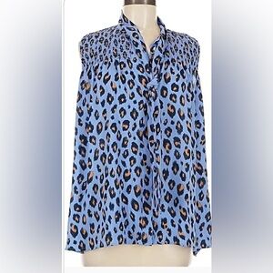 Ann Taylor Leopard Print Blue Women's Top cap